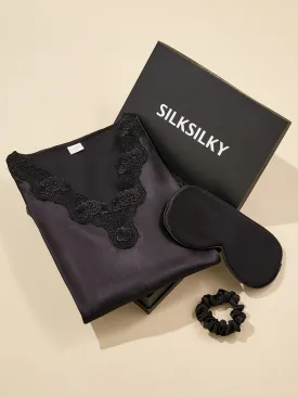 3Pcs Gift Set - Silk Sexy Nightgown   Eye Mask   Scrunchie