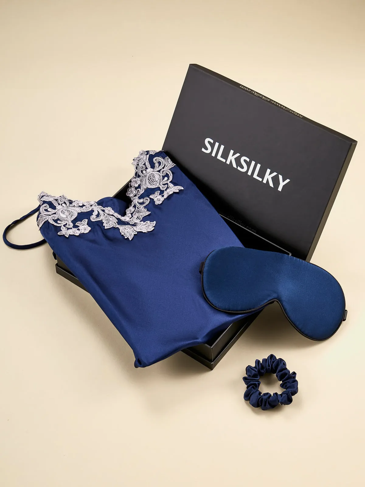 3Pcs Set Gift - Silk Nightgown   Eye Mask   Scrunchie