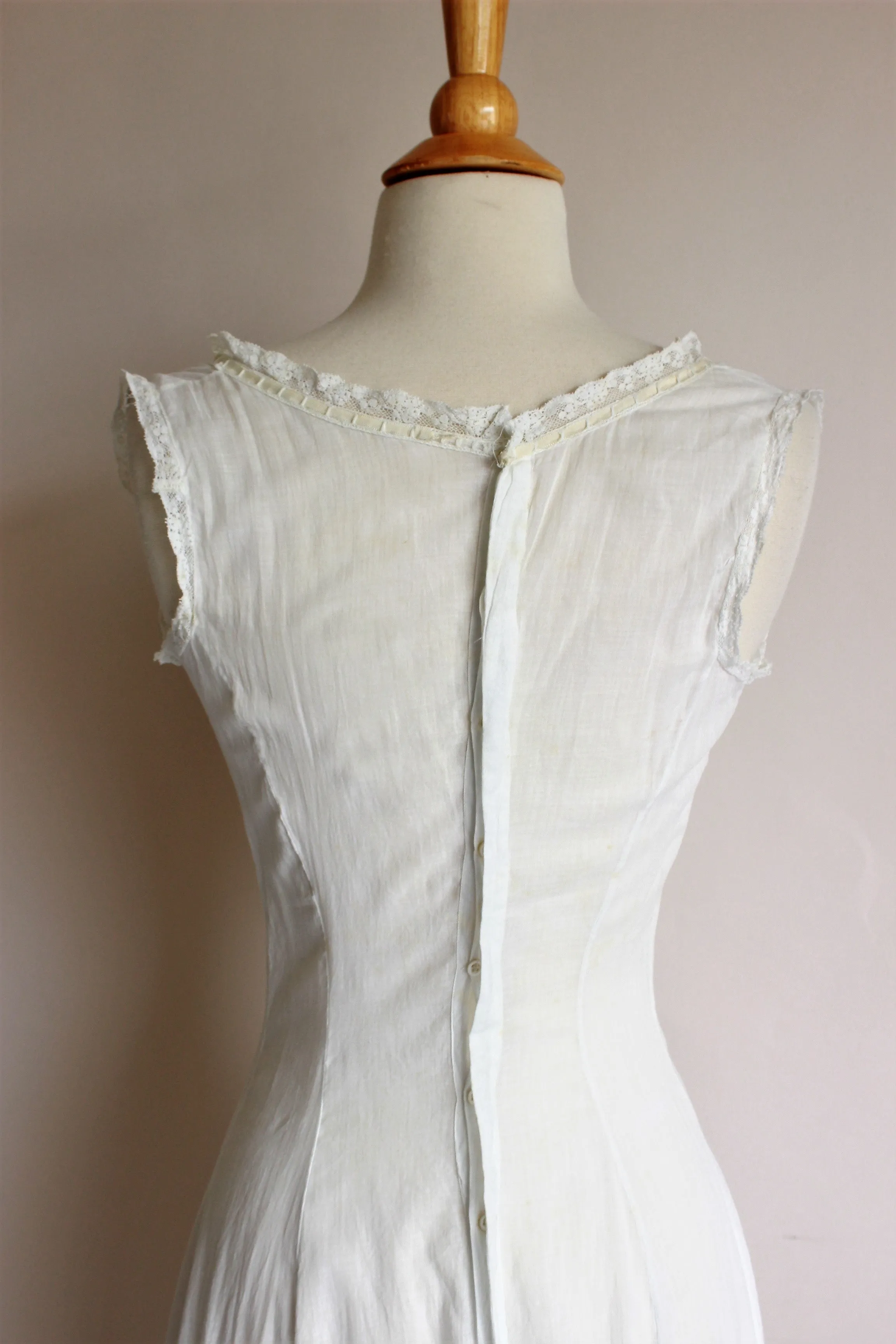 Antique Edwardian White Cotton Chemise Nightgown
