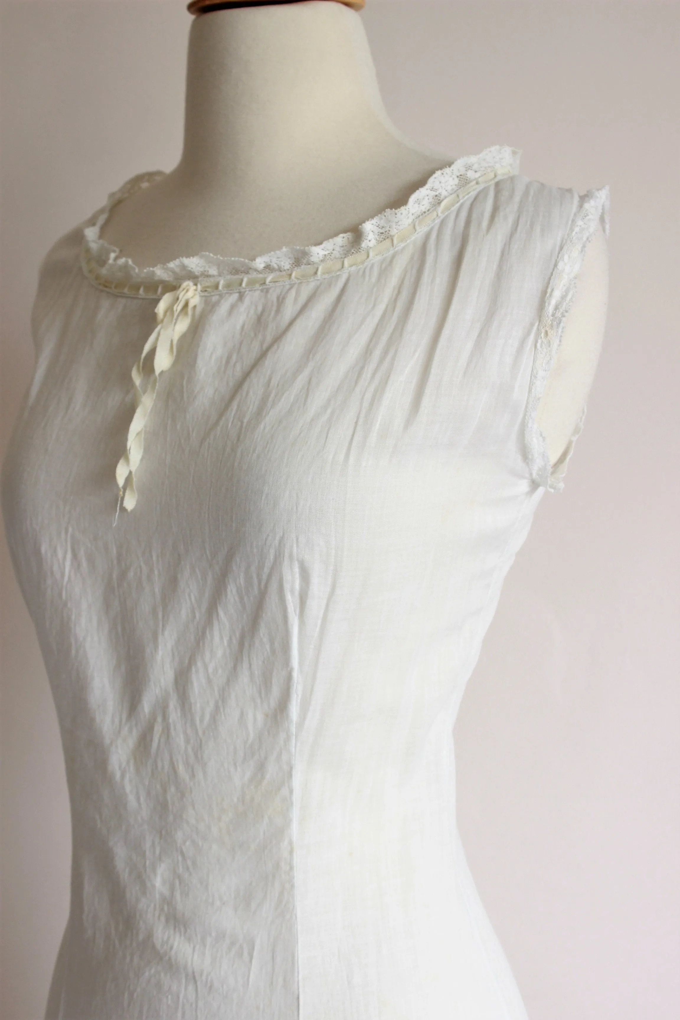 Antique Edwardian White Cotton Chemise Nightgown