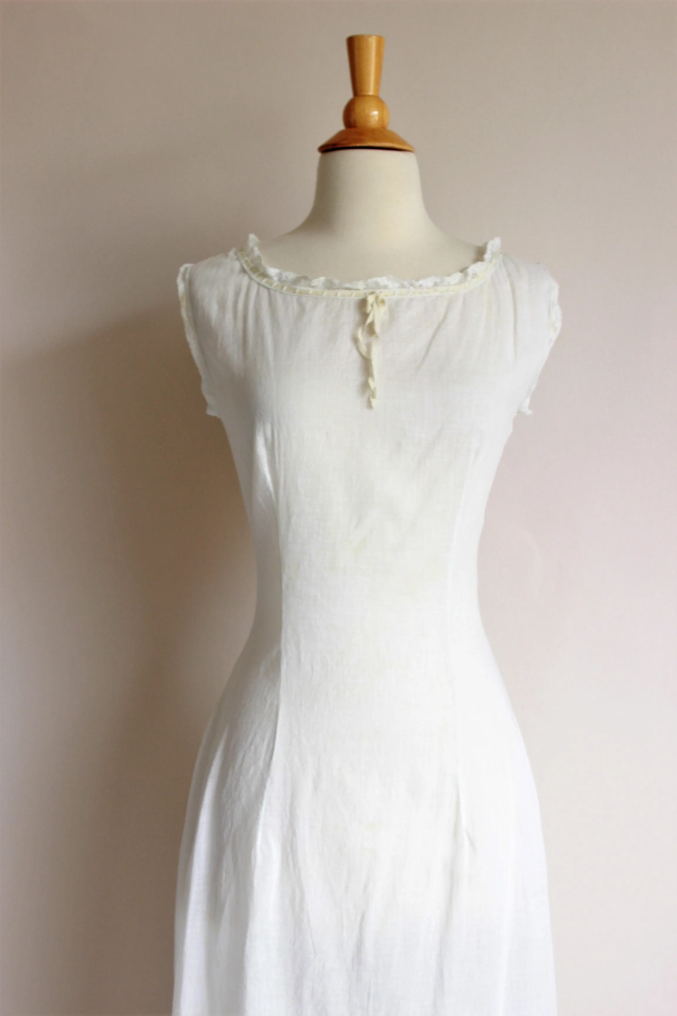 Antique Edwardian White Cotton Chemise Nightgown