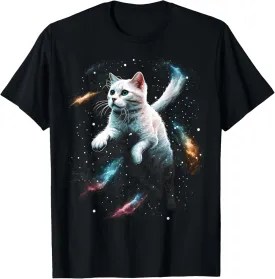 Astronaut Cat or Funny Space Cat on Galaxy Cat Lover T-Shirt