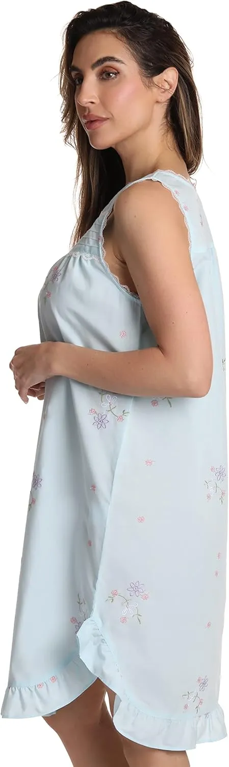 Dreamcrest Silky Soft Nightgown Women Sleepwear Crochet Trim Sleep Dress