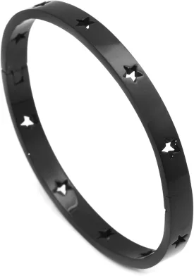 Fashion Stainless Steel Hollow Star Pattern Oval Arm Band Cuff Bracelet