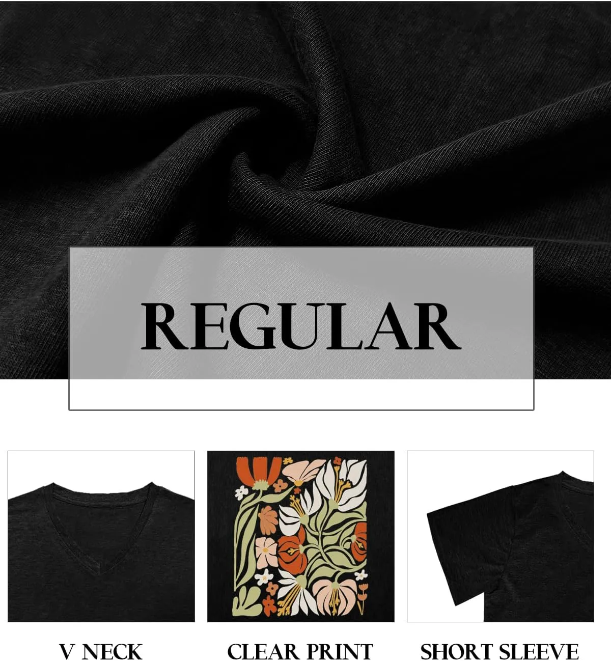 Flower Kindly Shirt for Women Funny Wildflower Plant T-Shirt Bohemian Summer Vacation V Neck Tops