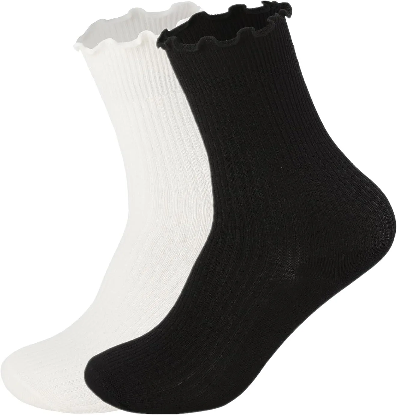 Flydo Ruffle Socks Women Cotton Socks Cute White Socks for Women Girls Lettuce Edge Socks Women Frilly Low Socks 5-10 Pack