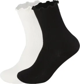 Flydo Ruffle Socks Women Cotton Socks Cute White Socks for Women Girls Lettuce Edge Socks Women Frilly Low Socks 5-10 Pack