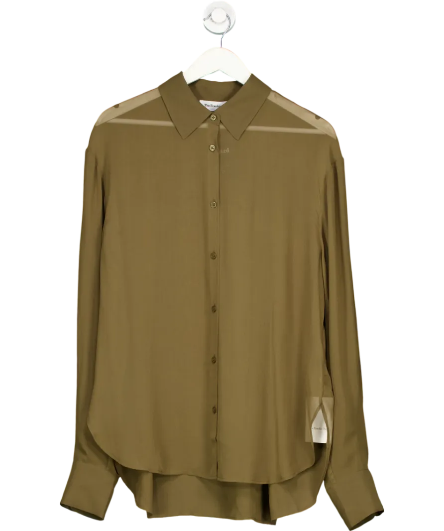 FRANKIE SHOP Green Peri Silk Georgette Shirt UK M