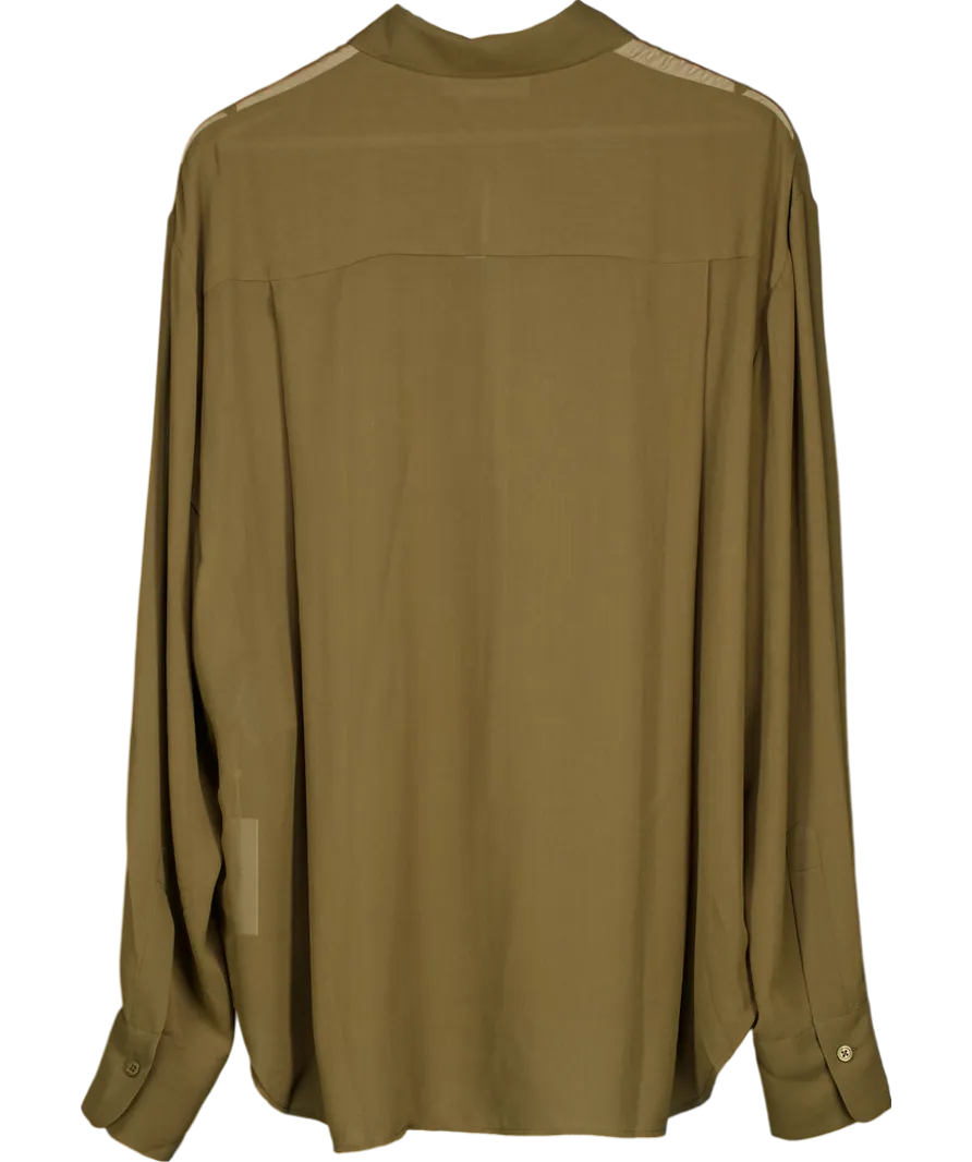 FRANKIE SHOP Green Peri Silk Georgette Shirt UK M