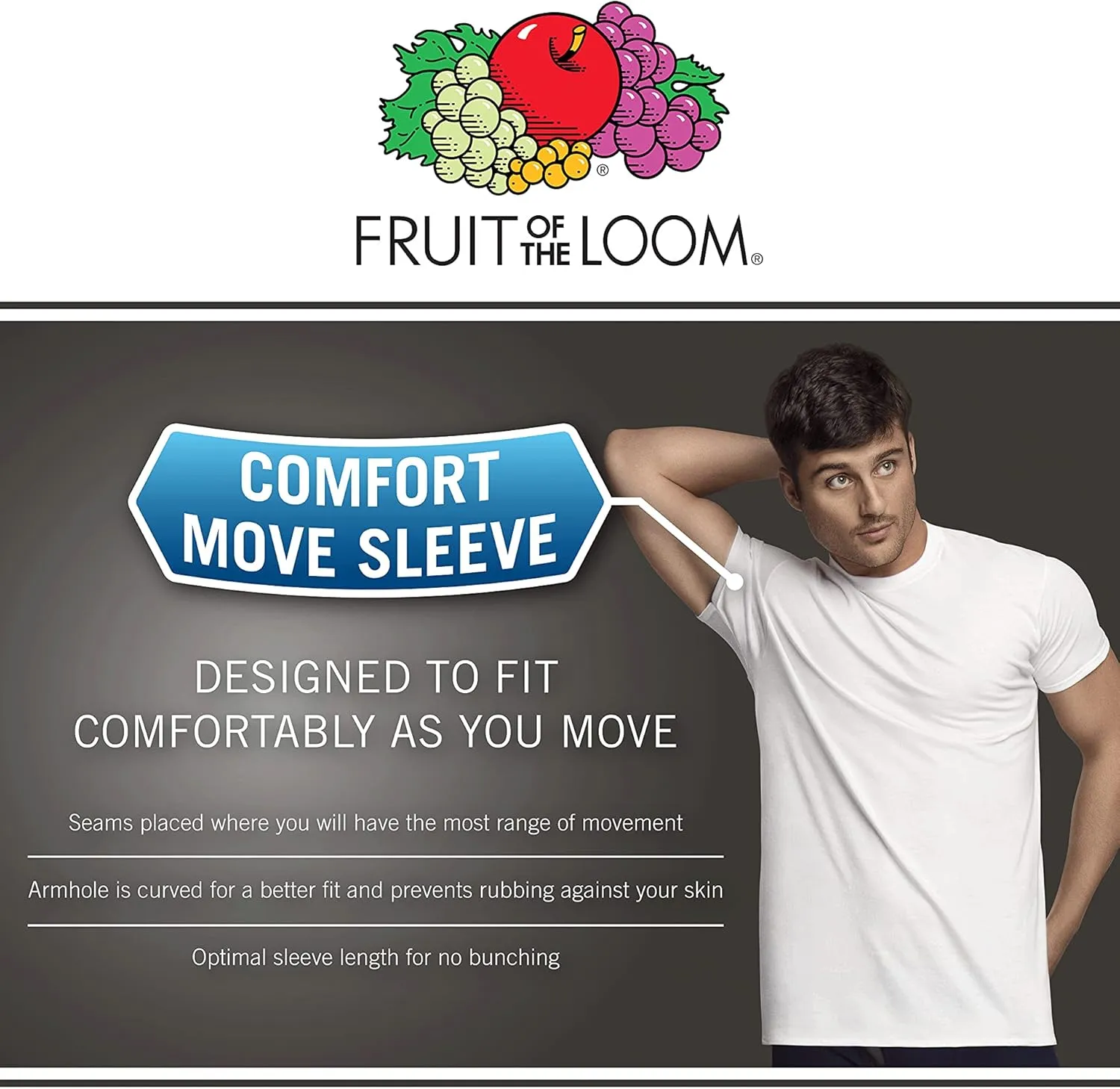 Fruit of the Loom Men's Eversoft Cotton Stay Tucked V-Neck T-Shirt