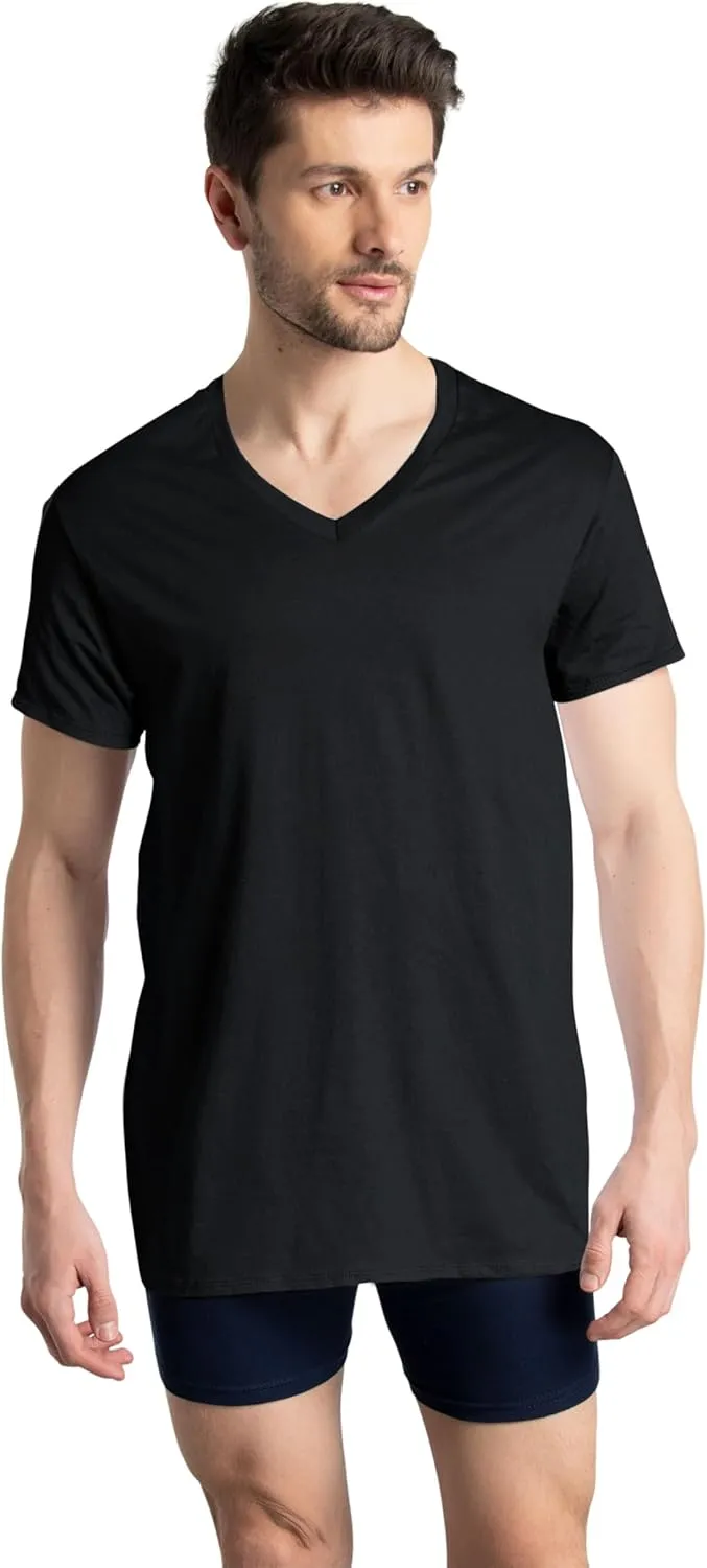 Fruit of the Loom Men's Eversoft Cotton Stay Tucked V-Neck T-Shirt