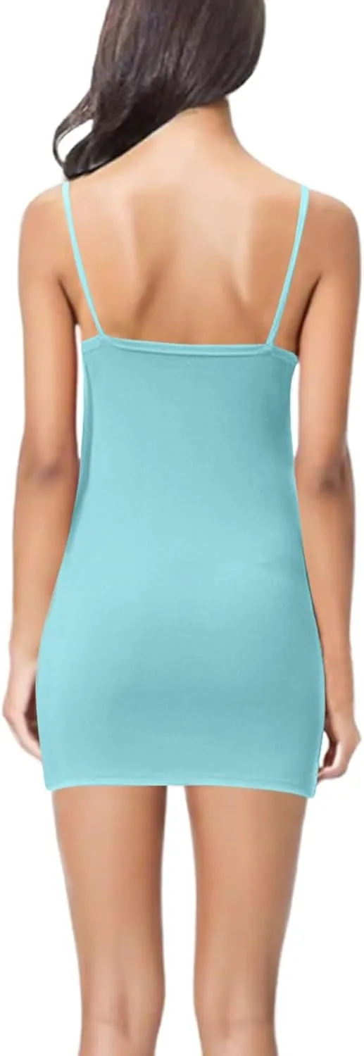 Full Slip for Women Under Dress Scoop Neck Mini Dresses Summer Spaghetti Strap Cami Dress Short Sundress Nightgown
