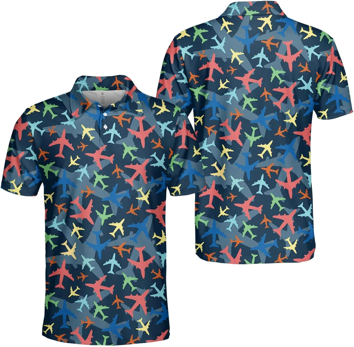 Funny Casual Golf Pattern Polo Shirts for Men Golf Polos Pattern Mens Polo Shirts Short Sleeve Button Up Shirt Men