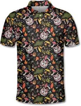 Funny Casual Golf Pattern Polo Shirts for Men Golf Polos Pattern Mens Polo Shirts Short Sleeve Button Up Shirt Men