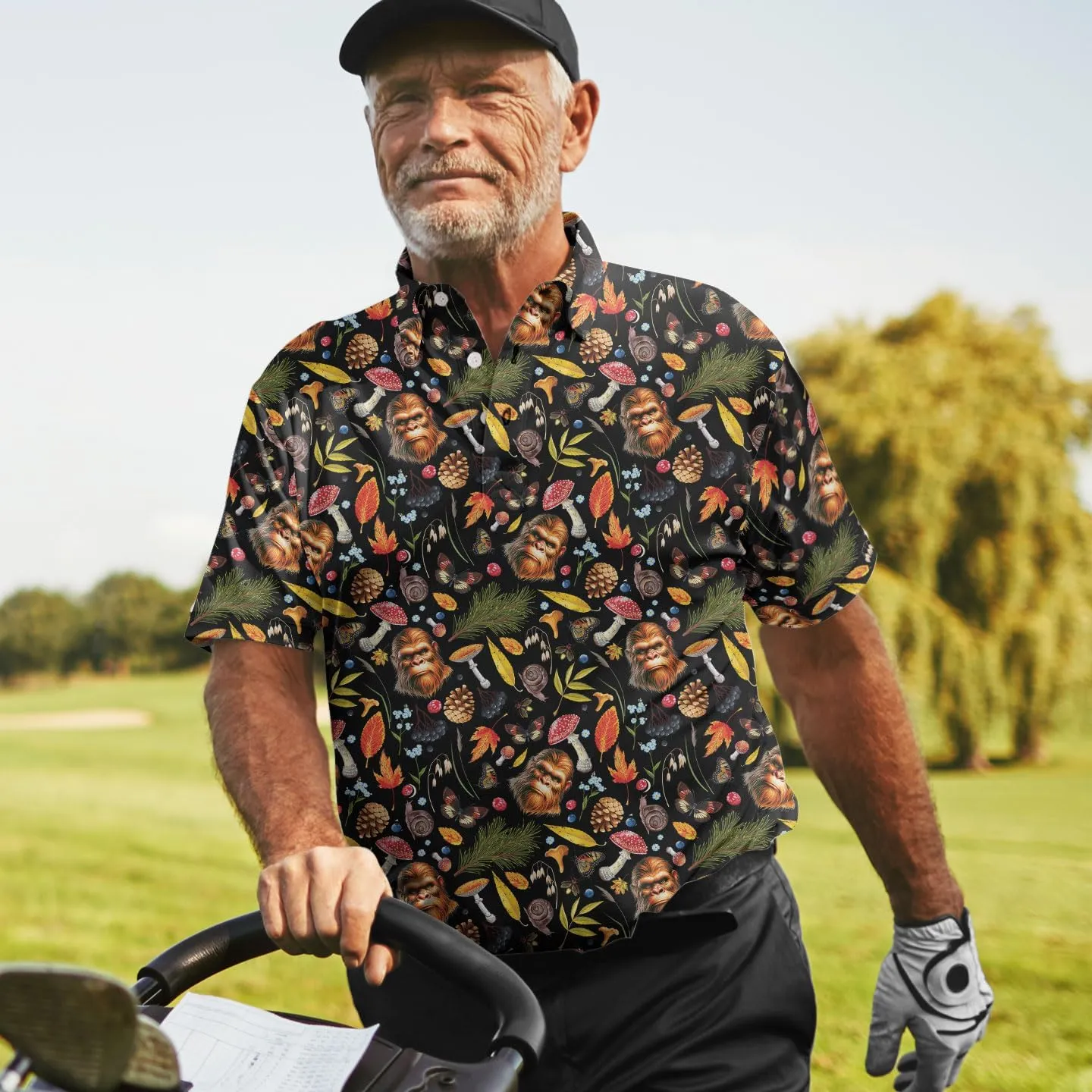 Funny Casual Golf Pattern Polo Shirts for Men Golf Polos Pattern Mens Polo Shirts Short Sleeve Button Up Shirt Men