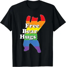 Funny Gay Pride Rainbow Flag Free Bear Hugs LGBTQ T-Shirt