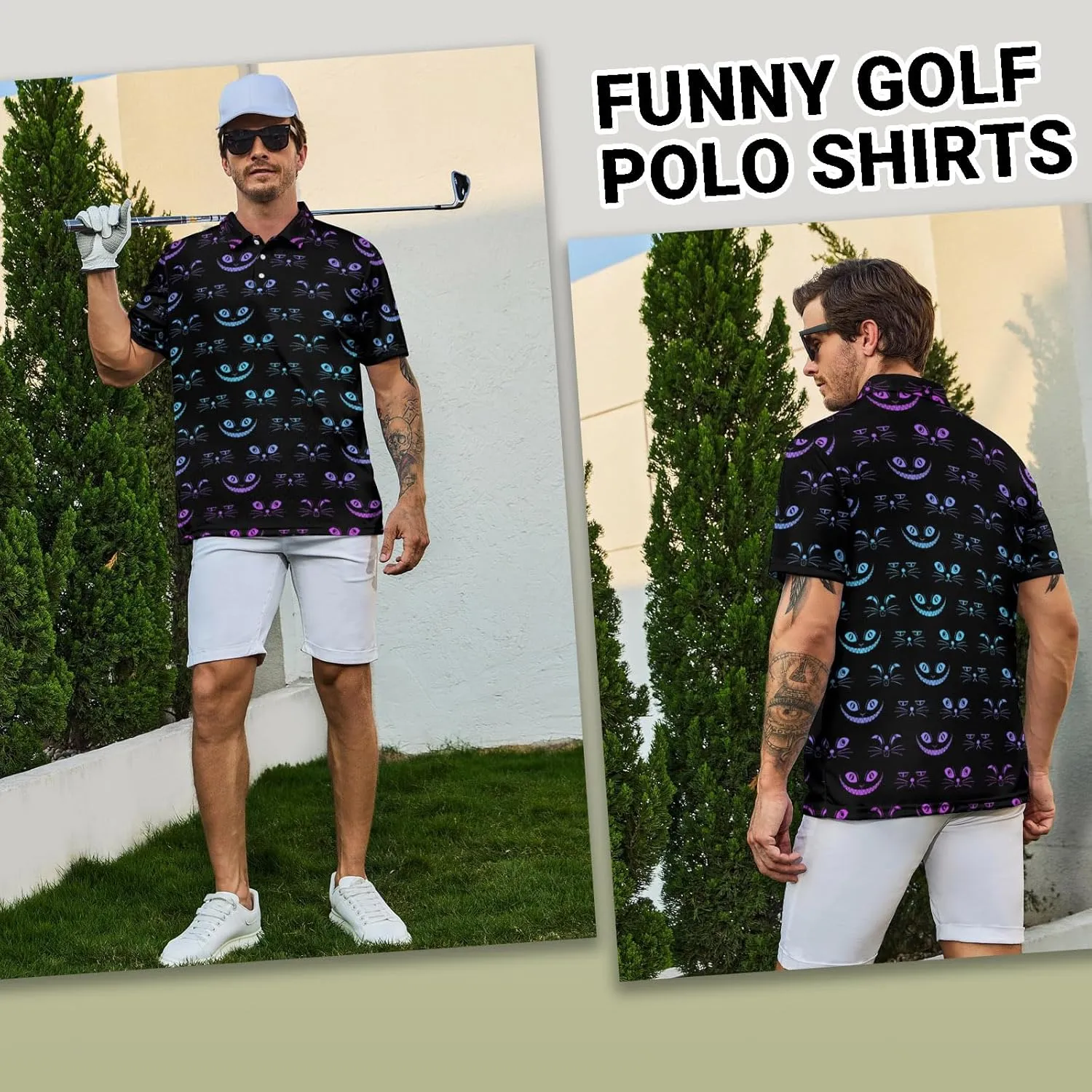 Funny Mens Golf Polo Shirts,Moisture Wicking Golf Shirts for Men Collared Short Sleeve Polo Shirts Golf Gifts