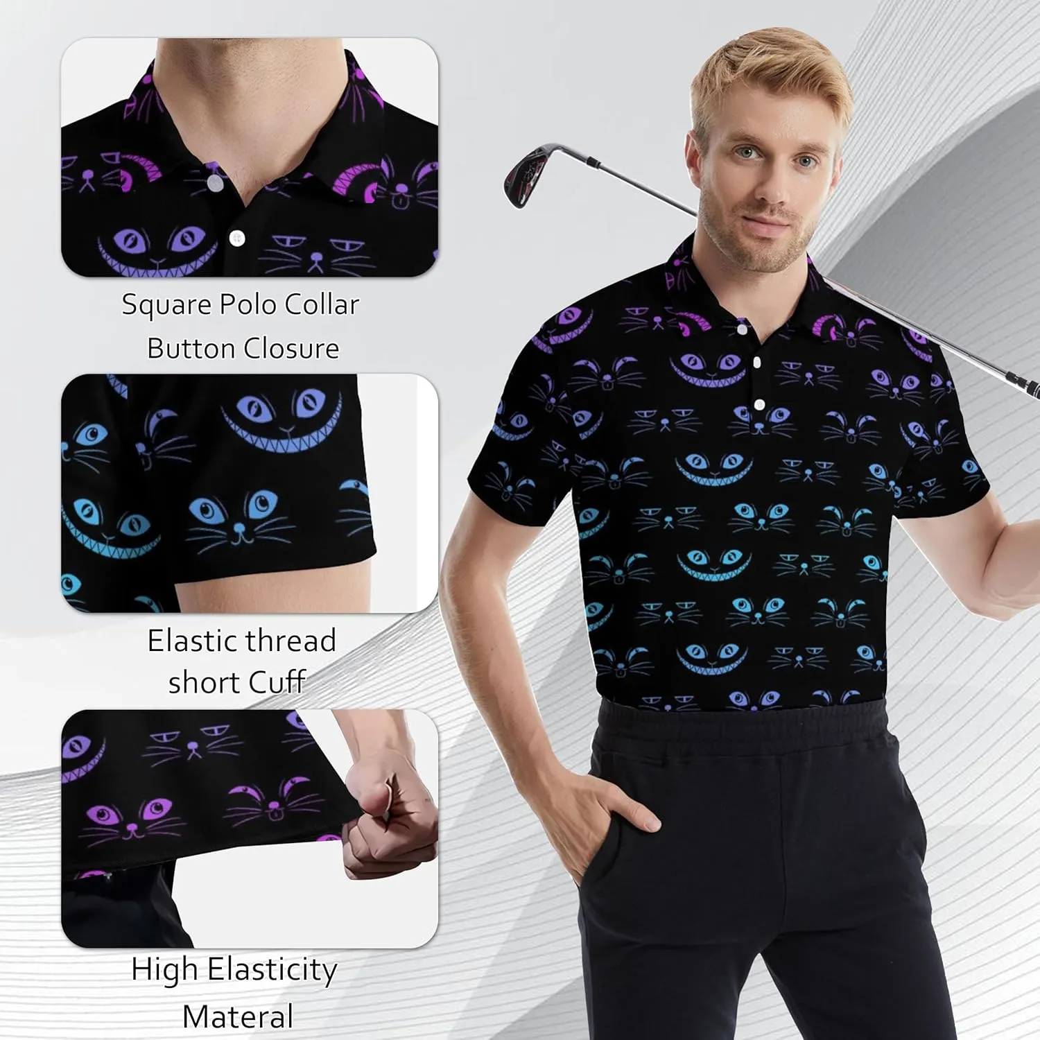 Funny Mens Golf Polo Shirts,Moisture Wicking Golf Shirts for Men Collared Short Sleeve Polo Shirts Golf Gifts