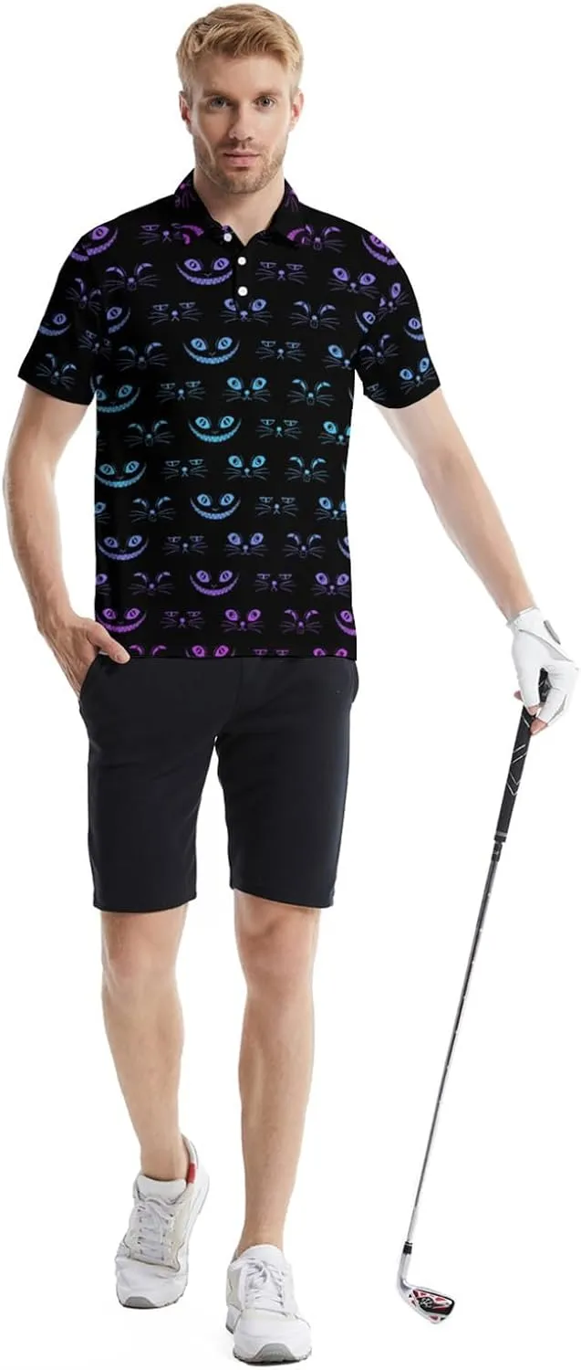Funny Mens Golf Polo Shirts,Moisture Wicking Golf Shirts for Men Collared Short Sleeve Polo Shirts Golf Gifts