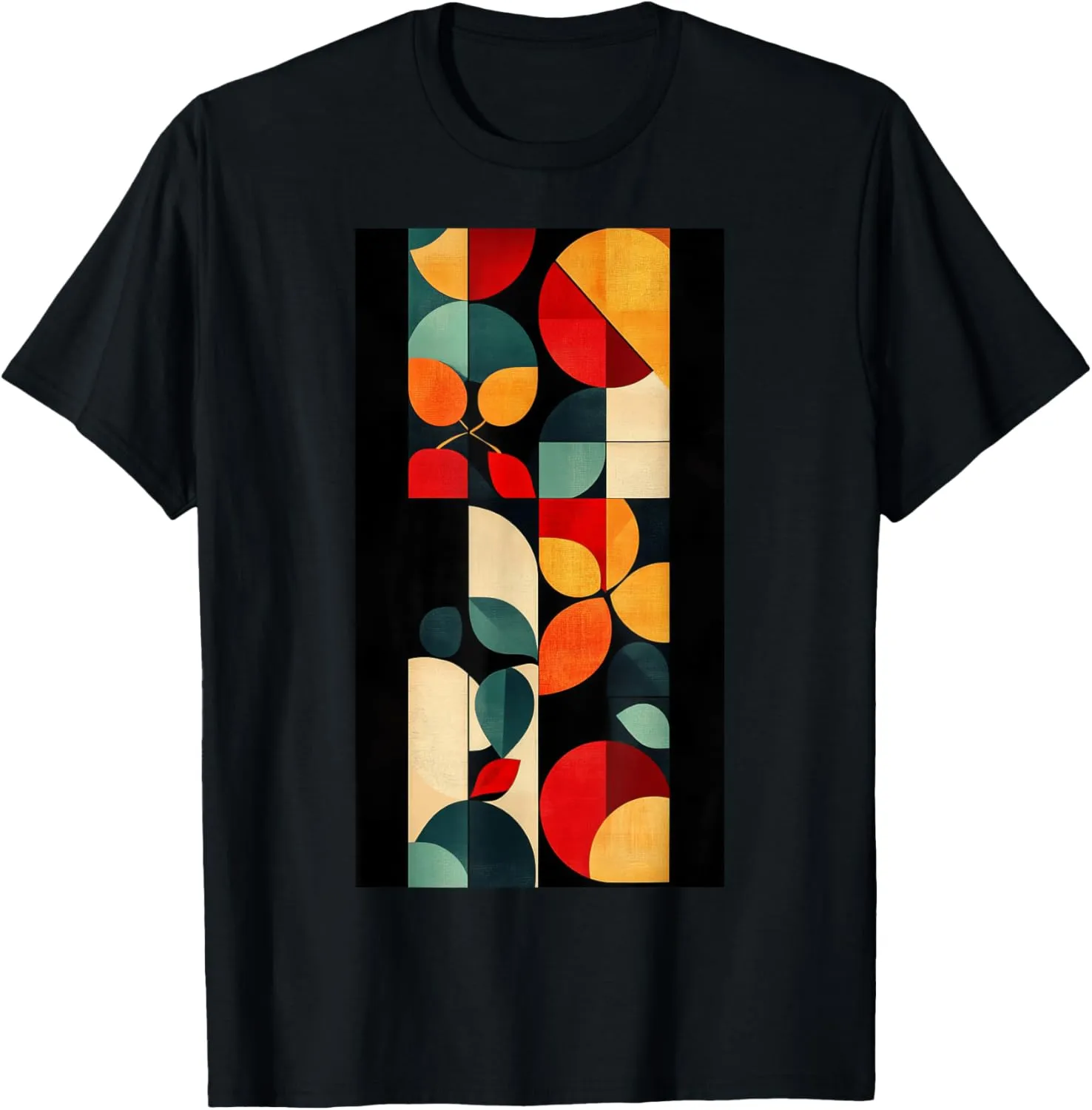 Geometric Pattern Abstract Floral Elements Colors T-Shirt