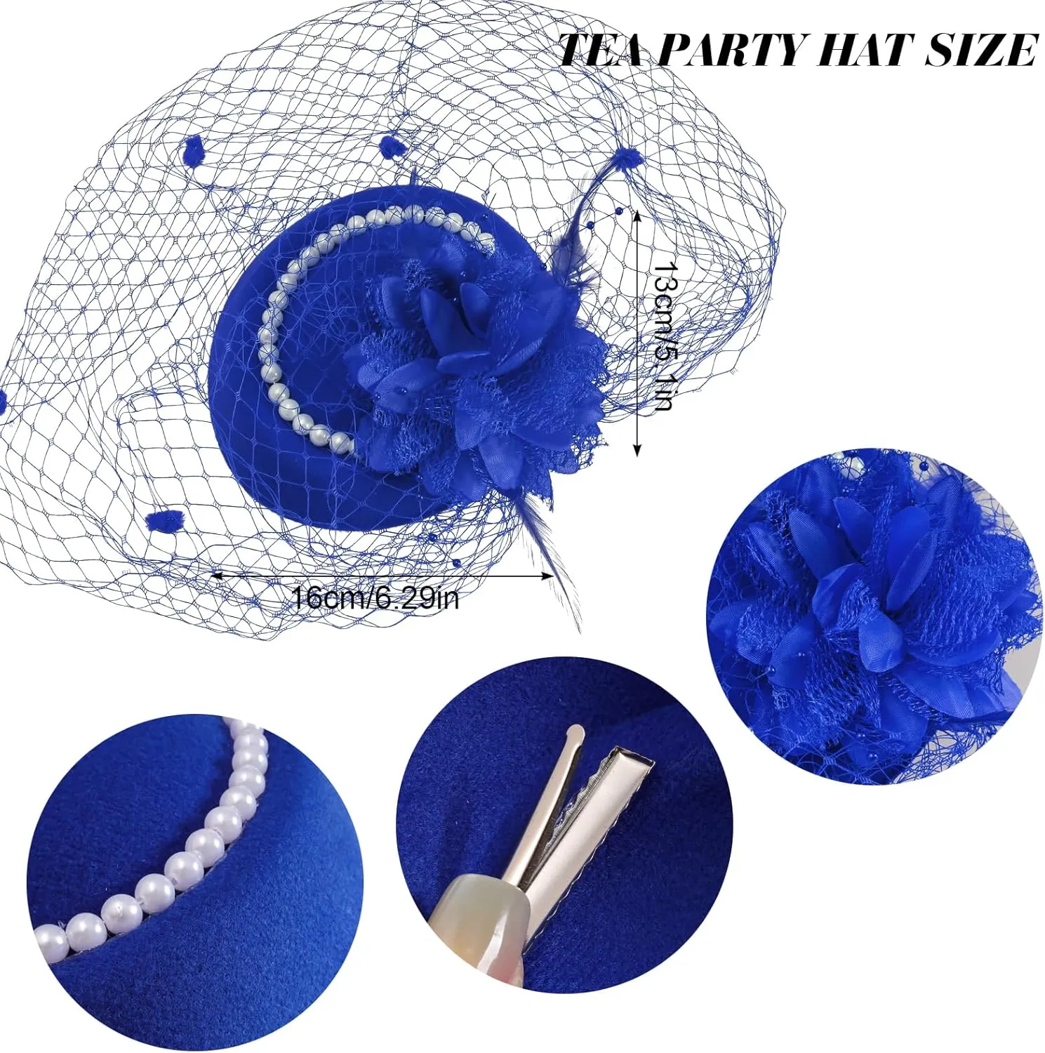 Heliltd 5Pcs Fascinators for Women Tea Party Fascinator Hat for Women Veil Tea Party Hats and Gloves Set
