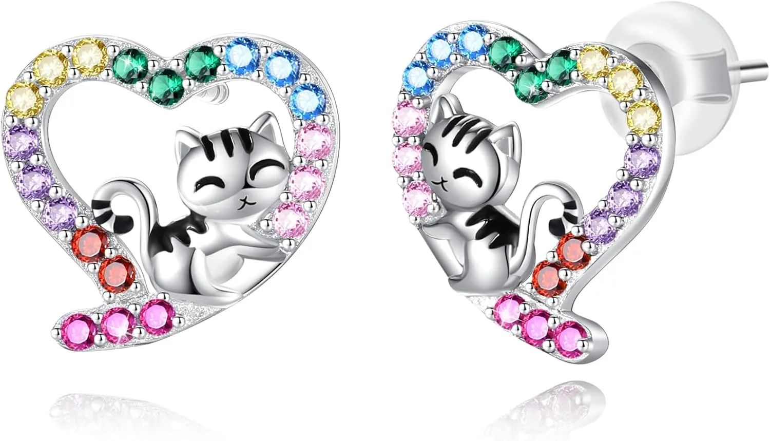 Hypoallergenic Sloth/Panda/Koala/Cat Stud Earrings for Girls Women 925 Sterling Silver Colorful Animal Heart Earring Studs for Sensitive Ears Sloth Jewelry Gifts.