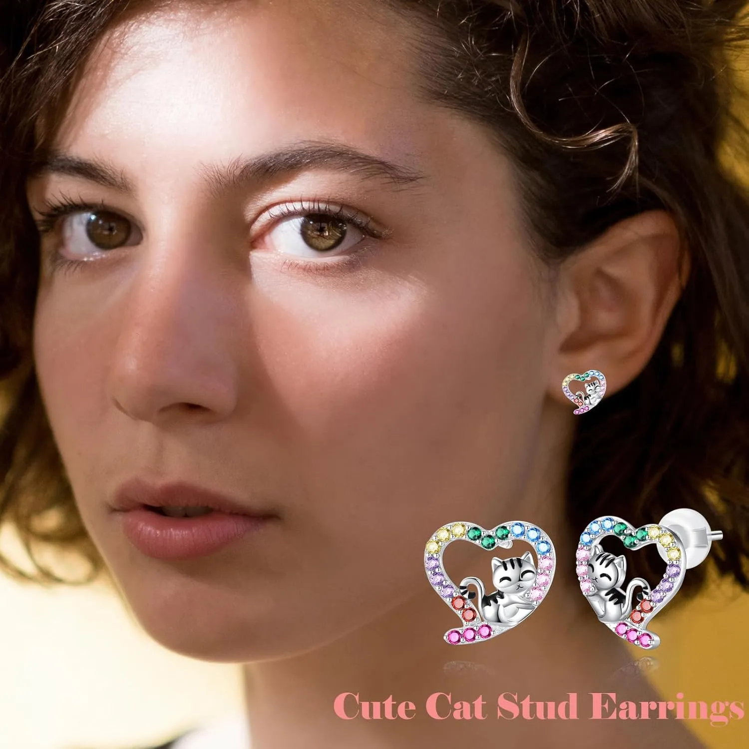 Hypoallergenic Sloth/Panda/Koala/Cat Stud Earrings for Girls Women 925 Sterling Silver Colorful Animal Heart Earring Studs for Sensitive Ears Sloth Jewelry Gifts.
