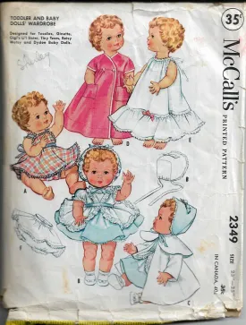 McCalls 2349 Toddler Baby Doll Vintage Craft Pattern 1950s