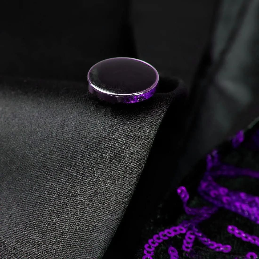 Men Fashion Purple Colorful Velvet Sequins Blazer