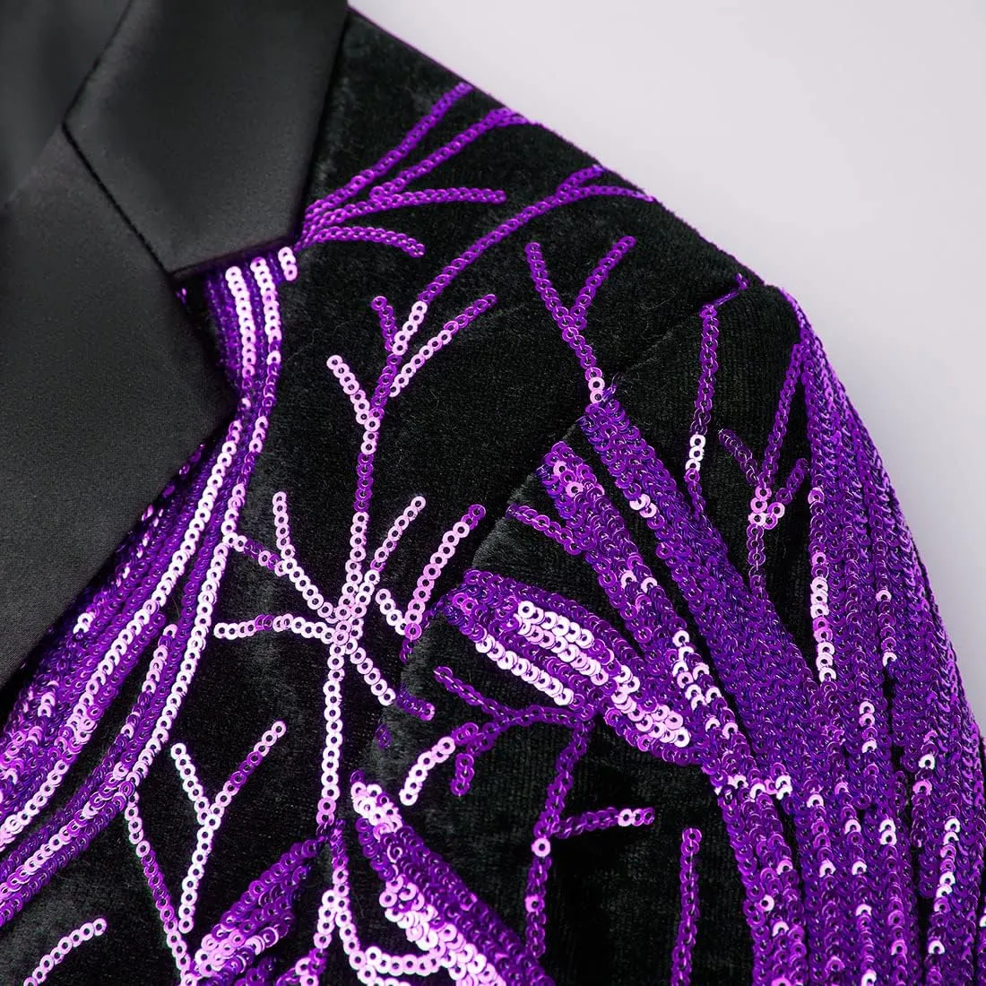 Men Fashion Purple Colorful Velvet Sequins Blazer
