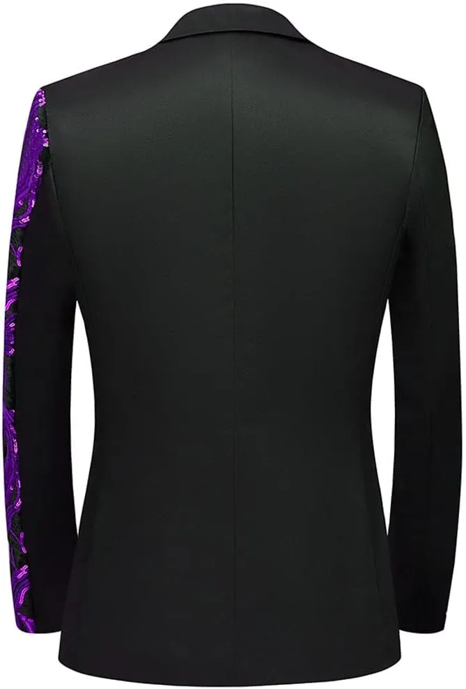 Men Fashion Purple Colorful Velvet Sequins Blazer