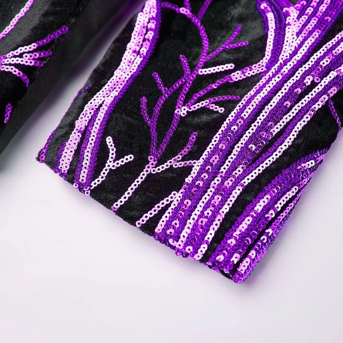 Men Fashion Purple Colorful Velvet Sequins Blazer