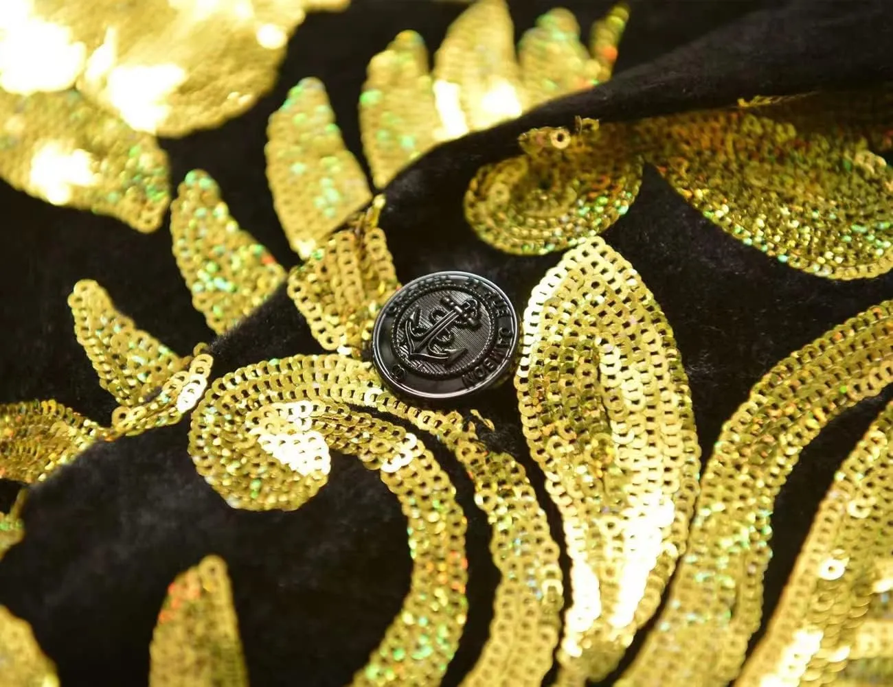 Men's Fashion Velvet Sequins Blazer Floral Pattern Party Prom Suit Jacket