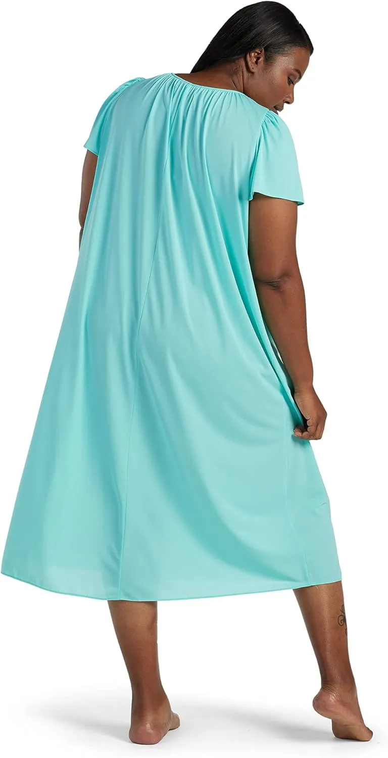 Miss Elaine Nightgown - Women's Long Tricot Nightgown, Short Flutter Sleeves, Comfortable Lightweight Fabric, Sleepwear