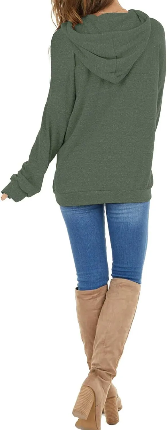 PRETTODAY Women's Casual Lightweight Hoodies Long Sleeve White Drawstring Sweatshirts Loose Pullovers with Pocket