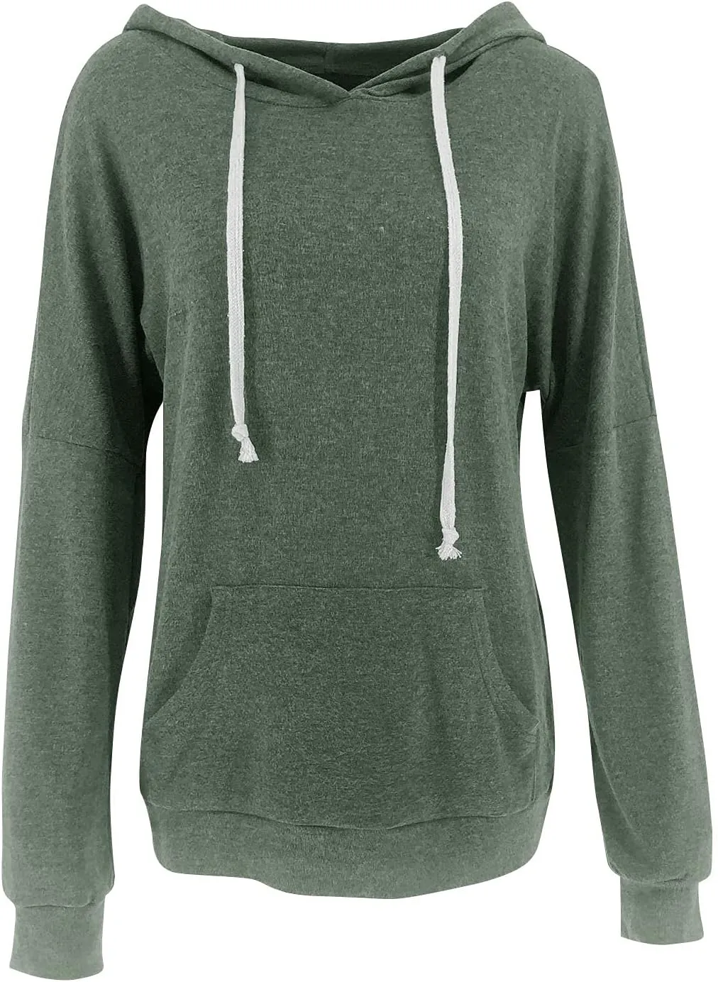 PRETTODAY Women's Casual Lightweight Hoodies Long Sleeve White Drawstring Sweatshirts Loose Pullovers with Pocket