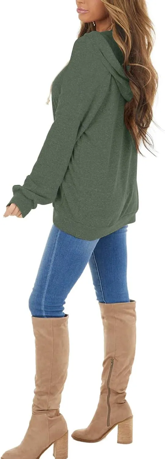 PRETTODAY Women's Casual Lightweight Hoodies Long Sleeve White Drawstring Sweatshirts Loose Pullovers with Pocket