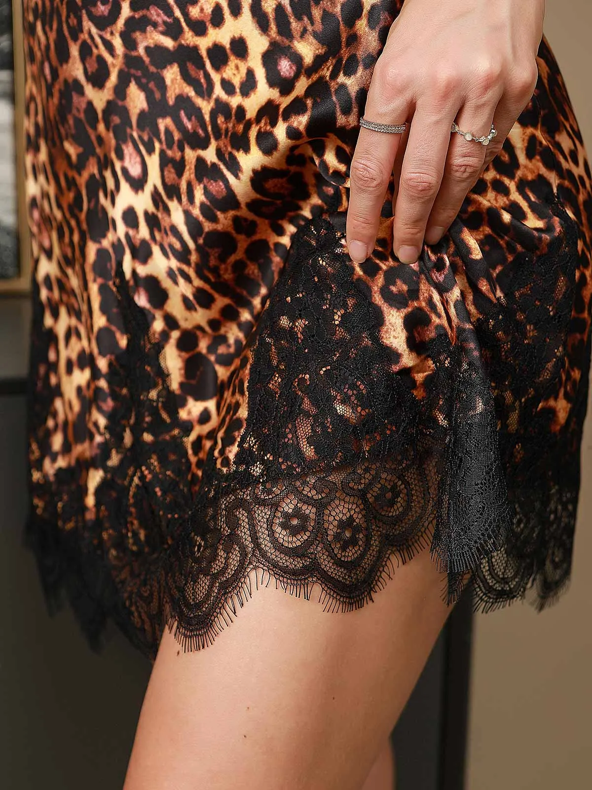 Pure Silk Lace Neck & Hem Nightgown Slip Dress