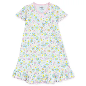 Sara's Prints Girls Flower Garden Short Sleeve Nightgown