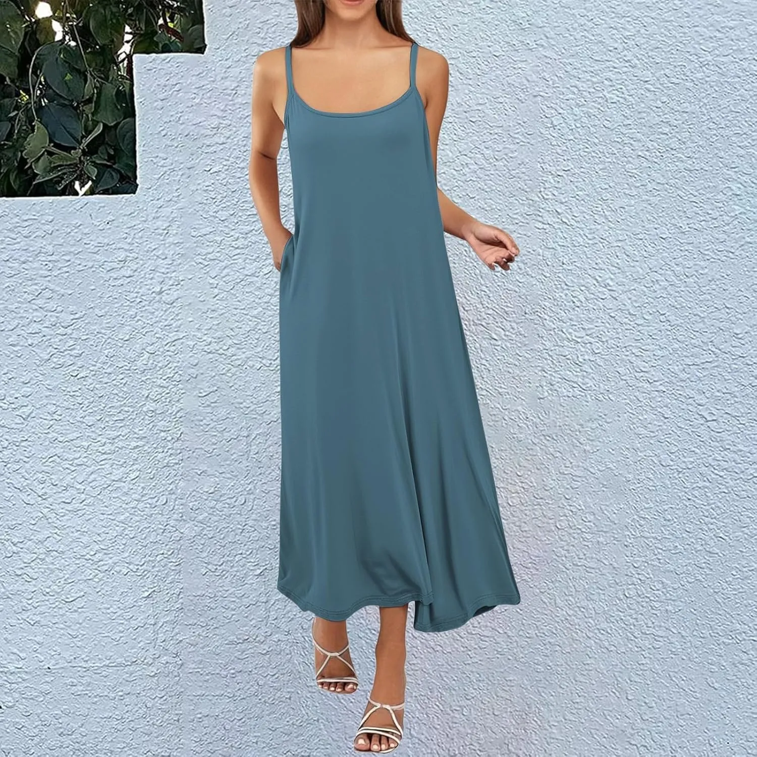 Slip Dress for Women Under Dresses 2025 Fashion Spaghetti Strap Cami Camisoles Sun Tank Sleeveless Cotton Midi Sundress