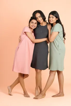 Solid Maternity Long T-shirt with Nursing Facility | Putchi