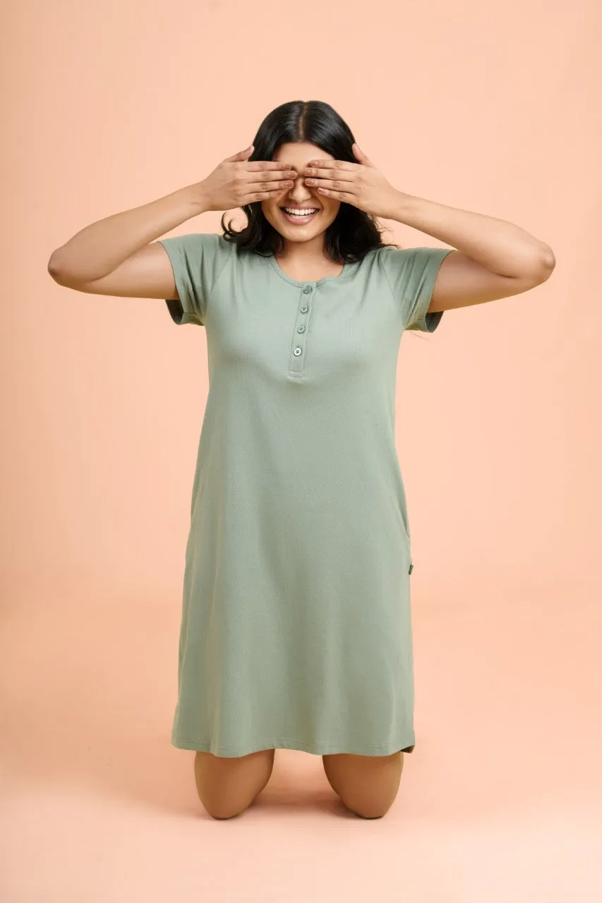 Solid Maternity Long T-shirt with Nursing Facility | Putchi
