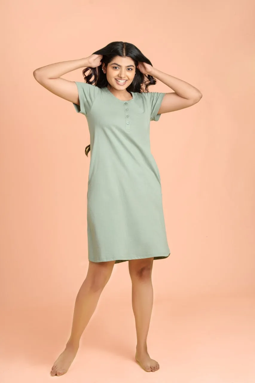 Solid Maternity Long T-shirt with Nursing Facility | Putchi