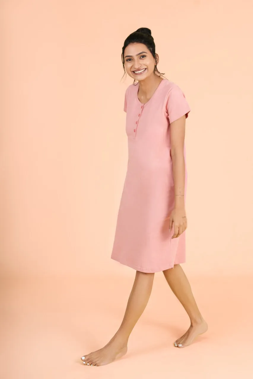 Solid Maternity Long T-shirt with Nursing Facility | Putchi