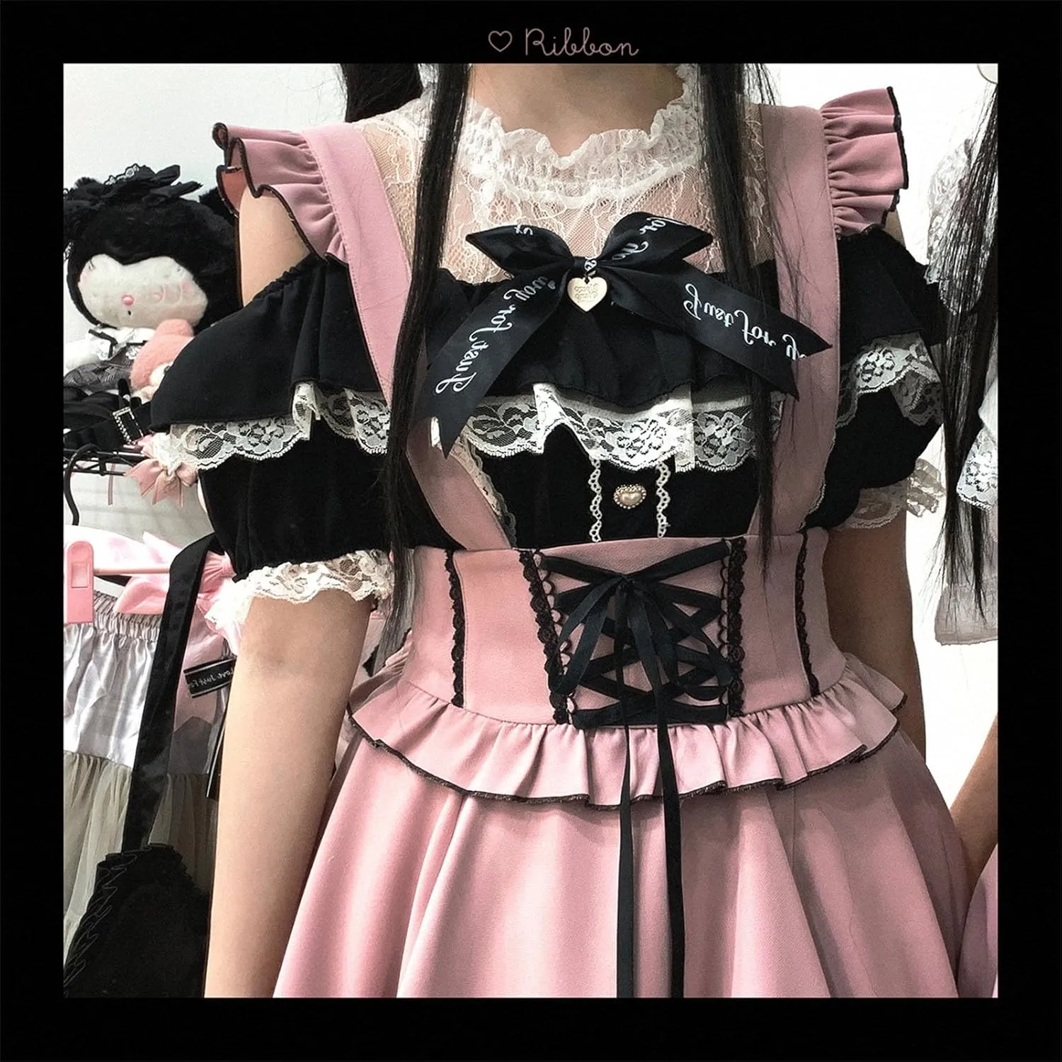 Sweet Cold Shoulder Shirt Women Lolita Lace Mesh Sheer Short Sleeve Blouse Vintage Ruffle Button Cute Tops