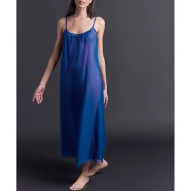 Thea Paneled Slip Dress in Tanzanite Silk Cotton Voile