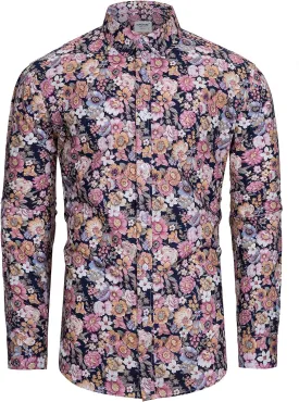 TUNEVUSE Mens Long Sleeve Floral Dress Shirt Flowered Pattern Print Button Down Shirts Cotton