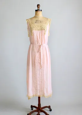 Vintage 1920s Silk and Lace Nightgown