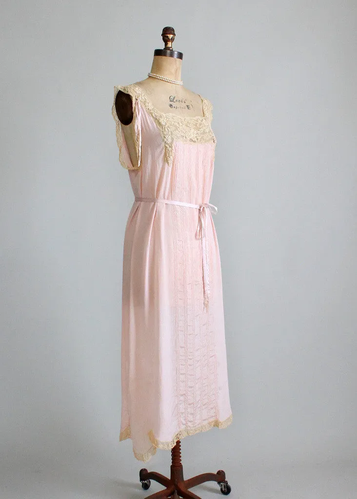 Vintage 1920s Silk and Lace Nightgown