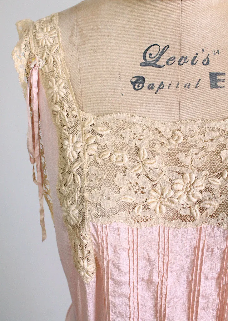 Vintage 1920s Silk and Lace Nightgown